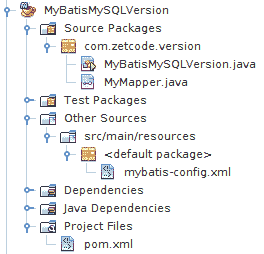 MyBatisMySQLVersion project structure
