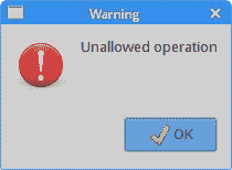 Warning message dialog