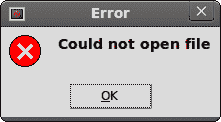 Warning message dialog