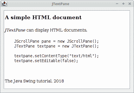 JTextPane component