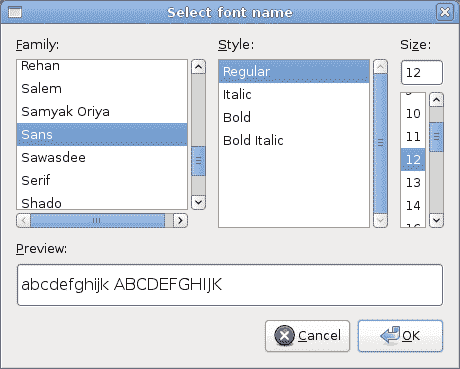 FontSelectionDialog