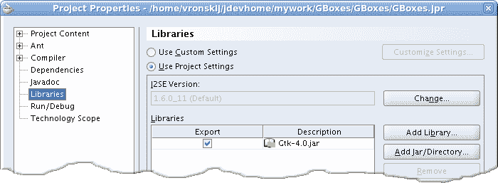 Adding Java Gnome library