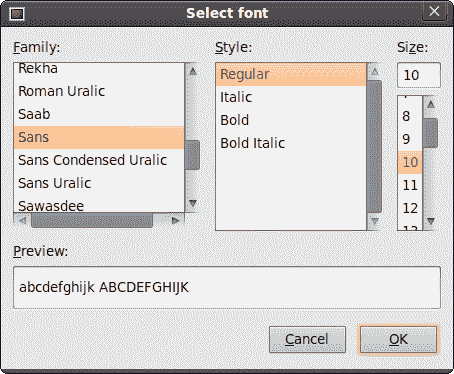 FontSelectionDialog