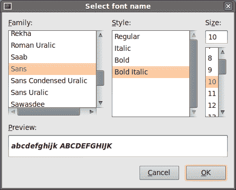 GtkFontSelectionDialog