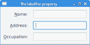The labelFor property