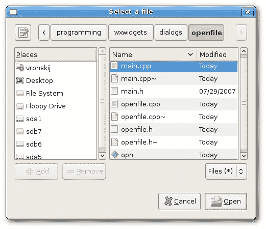 wxFileDialog