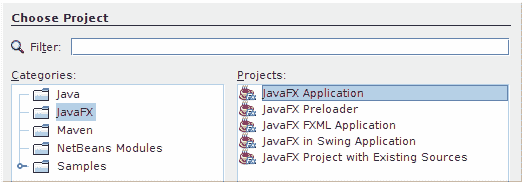 JavaFX project category in NetBeans