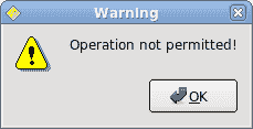 Warning message dialog