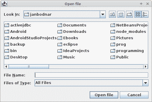 JFileChooser dialog