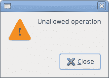 Warning message dialog