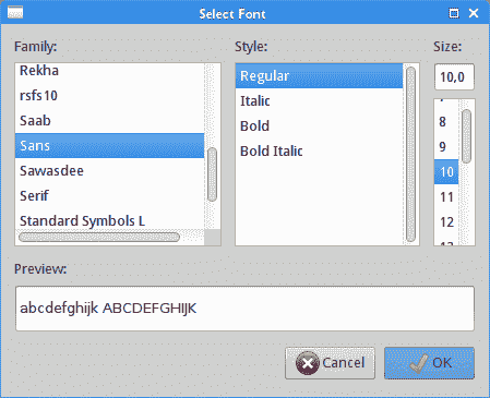 GtkFontSelectionDialog