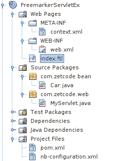 FreeMarker servlet project structure in NetBeans
