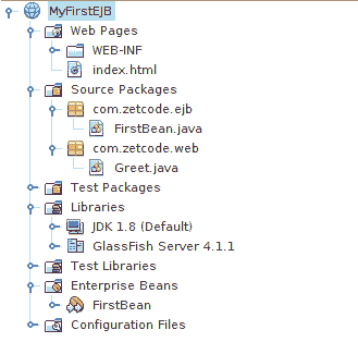 MyFirstEJB project structure